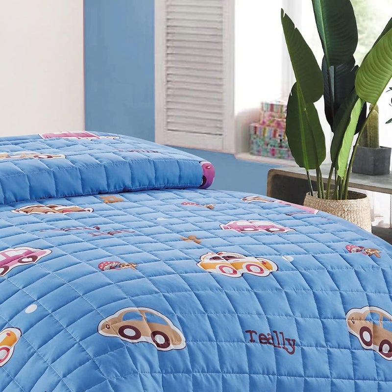 طقم لحاف مضغوط للأطفال Sleep Night، طقم مفروشات قابل للعكس للبنات والأولاد، 3 قطع ناعمة وقابلة للتنفس، مقاس فردي 150 × 200 سم، نقشة حديثة مطبوعة ومخيطة بصندوق مزدوج الوجه، متعدد الألوان - Image 3