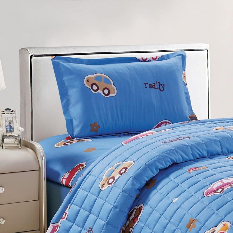 طقم لحاف مضغوط للأطفال Sleep Night، طقم مفروشات قابل للعكس للبنات والأولاد، 3 قطع ناعمة وقابلة للتنفس، مقاس فردي 150 × 200 سم، نقشة حديثة مطبوعة ومخيطة بصندوق مزدوج الوجه، متعدد الألوان - Image 4