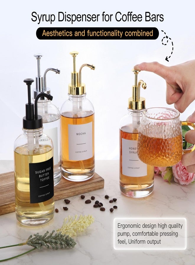 CNWSGEM Syrup Pump Dispenser,Coffee Syrup Dispenser,Coffee Bar Accessories,Syrup Dispenser for Coffee Bar,Multi-function Dispenser,4-Pack,16.9 Ounce,Contains Multi-style Labels, Cleaning Tools, Funnel,Pen - Image 5