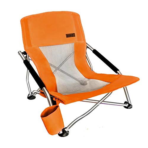 Nice C Chair Beach, Low Beach Chair, Sling, Folding, Portable, Concert, for Adults, Kids, Boat, Sand Chair with Cup Holder & Carry Bag (1 Pack of Orange) - Image 1
