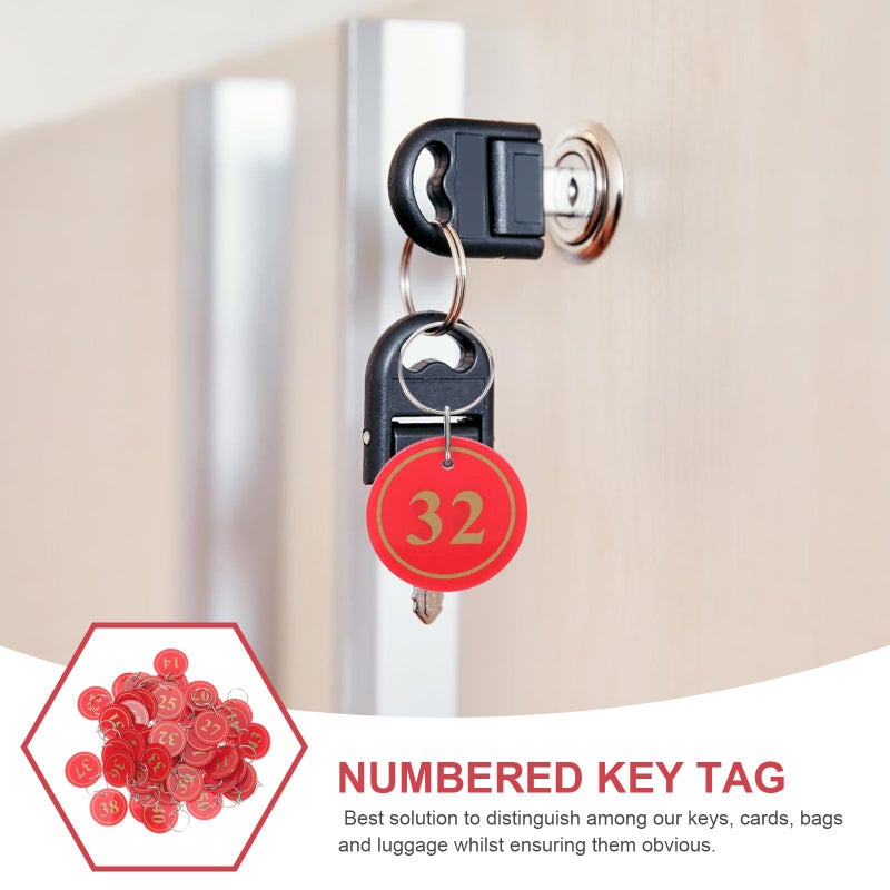 Red Numbered Key Tags With Rings Double Sided Sauna Storage ID Labels 1 50 Multipurpose Markers - Image 4
