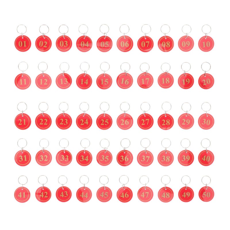 Red Numbered Key Tags With Rings Double Sided Sauna Storage ID Labels 1 50 Multipurpose Markers - Image 2
