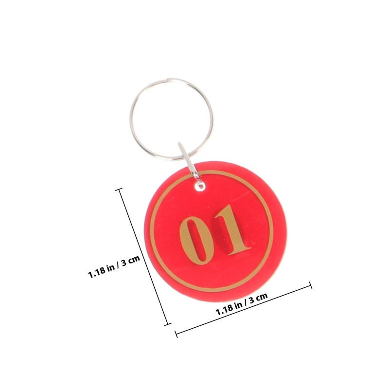 Red Numbered Key Tags With Rings Double Sided Sauna Storage ID Labels 1 50 Multipurpose Markers - Image 3