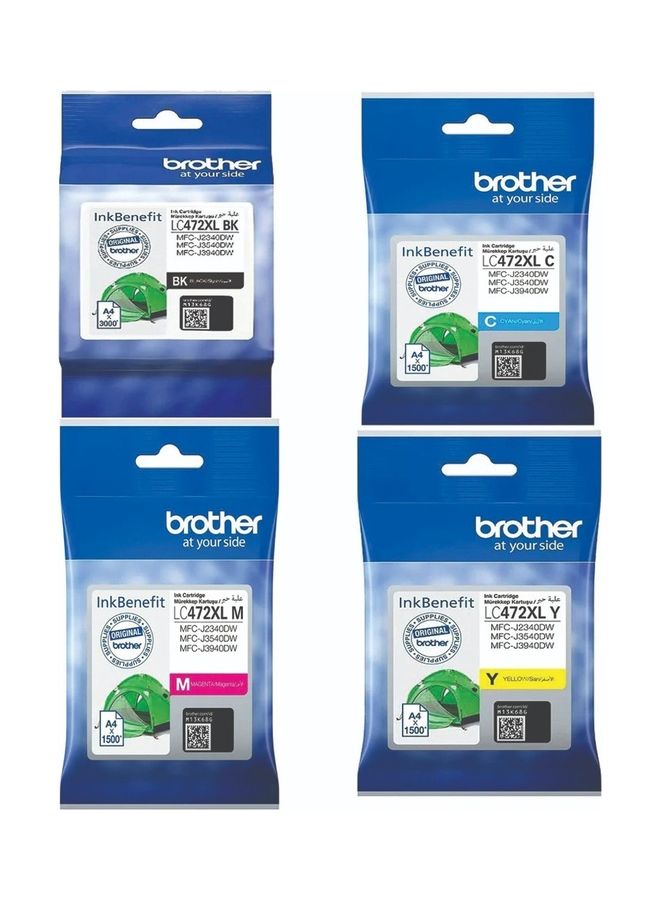 بروذر مجموعة خراطيش حبر ذات 4 ألوان عالية السعة لطابعة Brother MFC-J2340DW وJ3940DW - Image 1