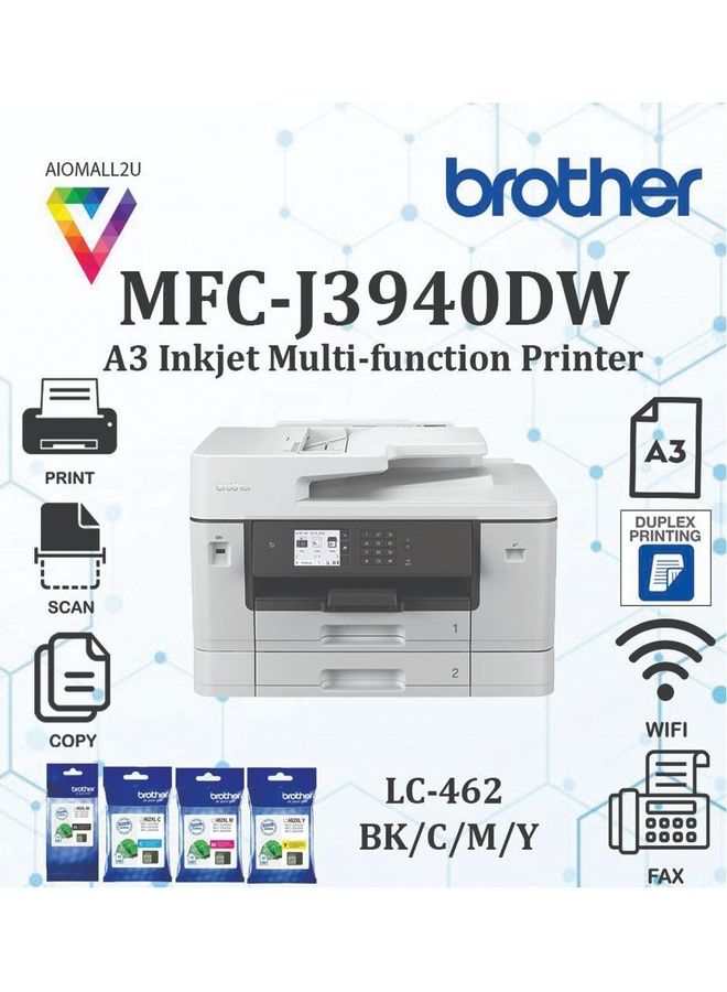 بروذر مجموعة خراطيش حبر ذات 4 ألوان عالية السعة لطابعة Brother MFC-J2340DW وJ3940DW - Image 2