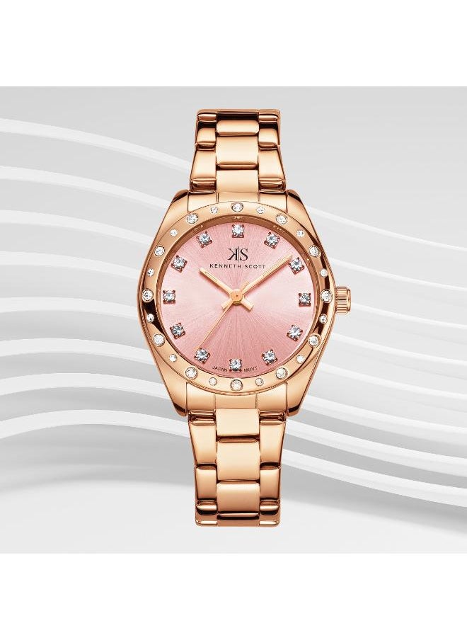 KENNETH SCOTT Kenneth Scott K24509-RBKP Women's Analog Display Watch & Stainless Steel Strap Rose Gold  - Image 2