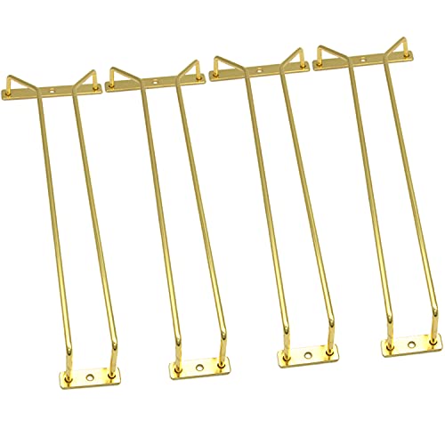 RedDreamer 14-Inch Gold Wine Glass Rack, Under Cabinet Wine Glass Holder Stainless Steel Stemware Rack - Hanging Stemware Holder for Cabinet Kitchen Bar, Set of 4 - Image 1