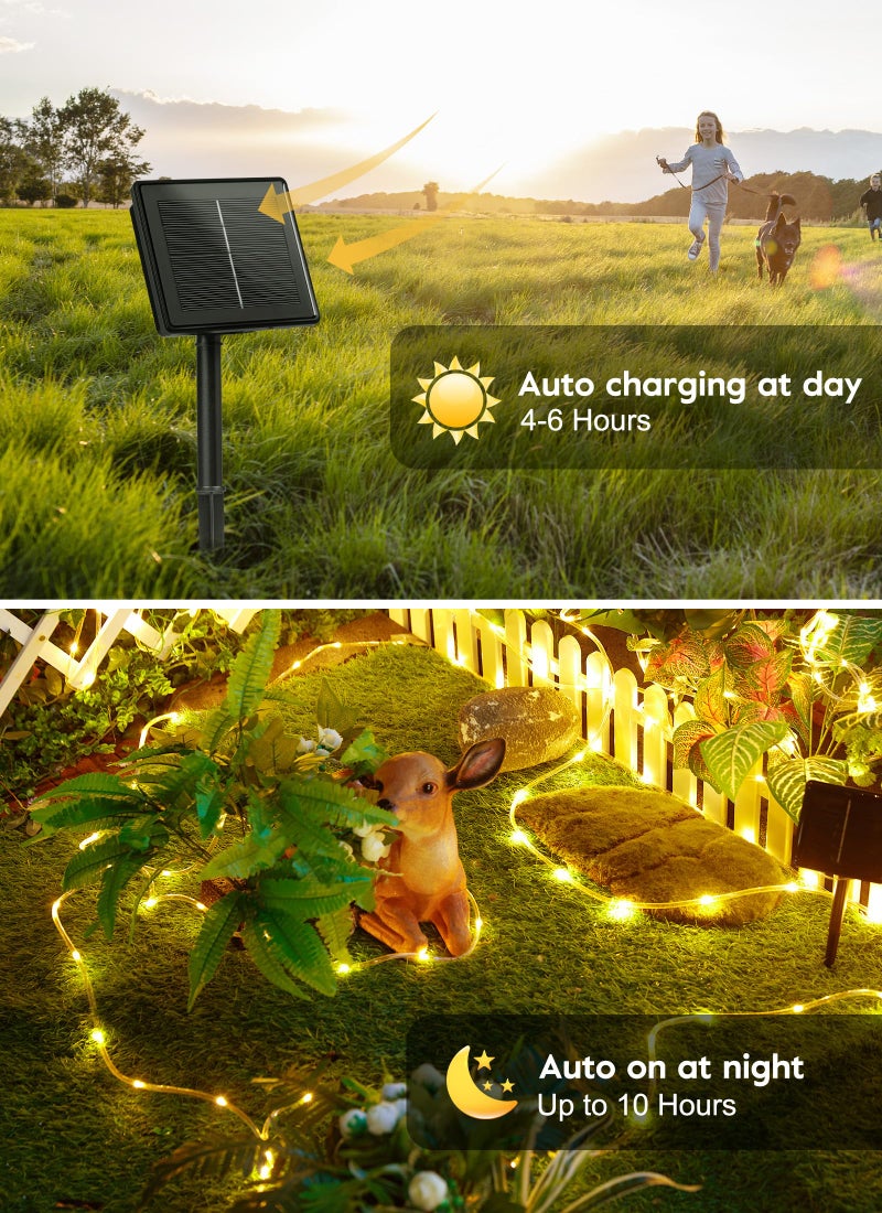 Brightown Solar Rope Lights, 39FT 100LED Outdoor Solar String Lights, IP65 Waterproof Solar Powered Fairy Lights with 8 Lighting Modes for Party Garden Yard Home Holiday Tree Decoration, Warm White - Image 3