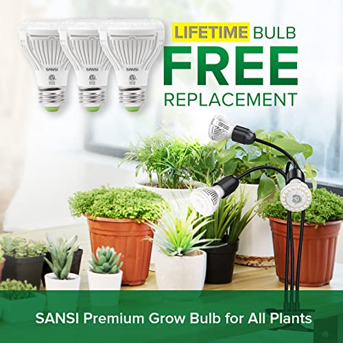Sansi أضواء نمو LED من SANSI للنباتات الداخلية، 450 واط طيف كامل مصباح نمو برأس مرن ثلاثي مع تقنية السيراميك، 30 واط ضوء نباتي قابل للتثبيت مع عدسة بصرية، استبدال المصباح مجانًا مدى الحياة - Image 3