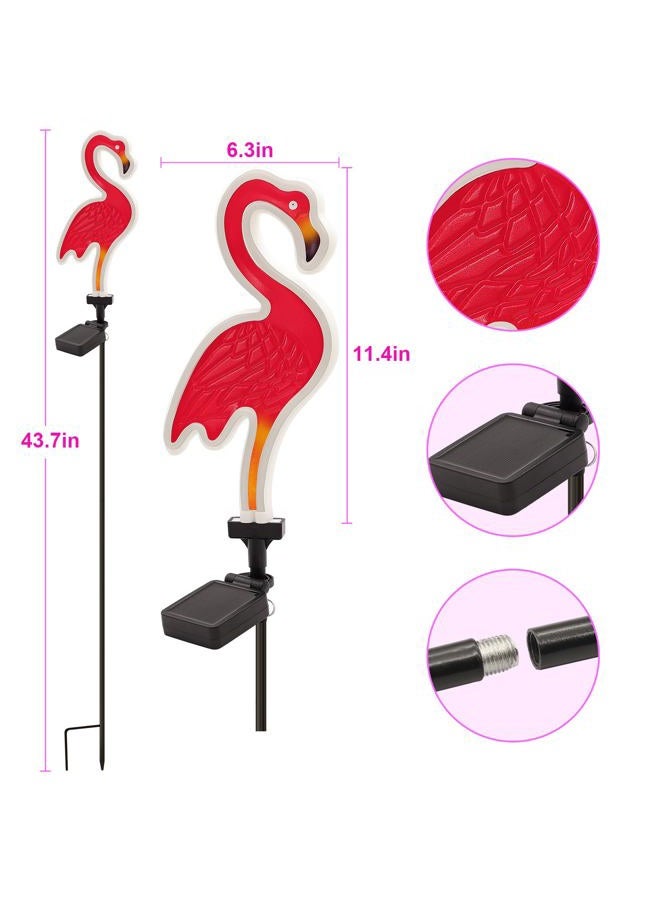 ANGMLN Solar Flamingo Pink Neon Light - Set of 2 Metal Garden Stake Lights 42 inch Path Lighting for Christmas Yard Lawn Patio Walkway Decor - Image 5