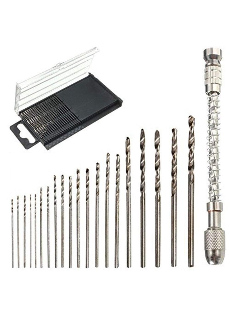 DIY Crafts DIY Crafts 2 Chucks 21Piece Pin Vise Mini Twist Drill Bit Set SemiAutomatic Driving Drill Bit Wood Walnut Drilling Tool 03mm16mm Combo Pack  - Image 1