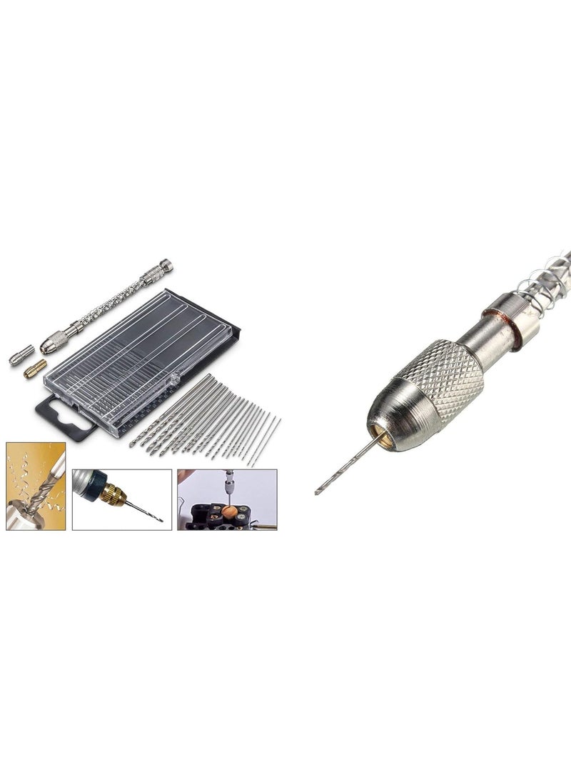 DIY Crafts DIY Crafts 2 Chucks 21Piece Pin Vise Mini Twist Drill Bit Set SemiAutomatic Driving Drill Bit Wood Walnut Drilling Tool 03mm16mm Combo Pack  - Image 4