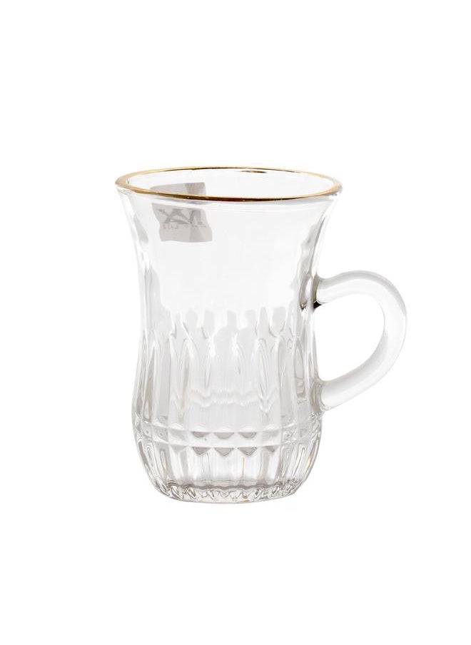 Alsaif Tea Set With Max Glass Handle Gold Line 6 Pieces Transparent  - Image 2