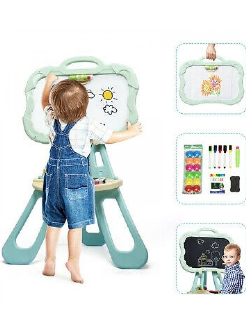 Concent Smart Drawing & Education Board for Kids 2 in 1 - Double-sided (Black & Magnetic Whiteboard) with Stand, Pen & Colors - Height 85 cm - Image 3