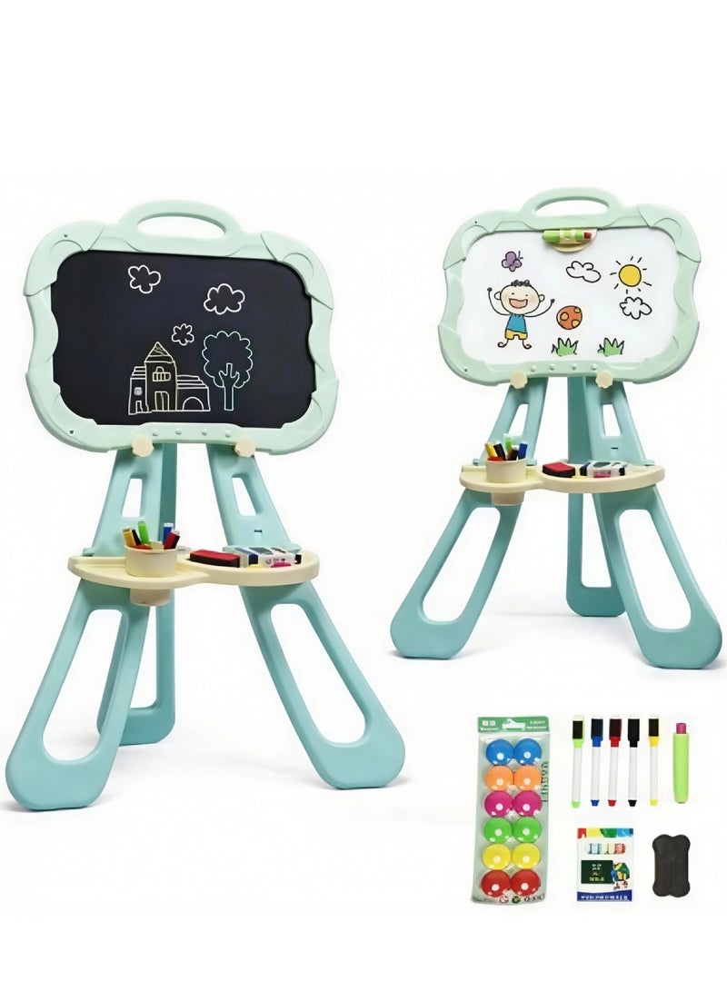 Concent Smart Drawing & Education Board for Kids 2 in 1 - Double-sided (Black & Magnetic Whiteboard) with Stand, Pen & Colors - Height 85 cm - Image 2