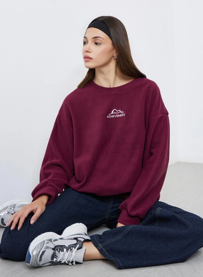 Take Two Take Two Women Maroon Embroidered Sweatshirt