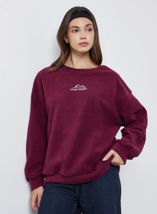 تايك تو سترة نسائية قطنية مطرزة باللون العنابي