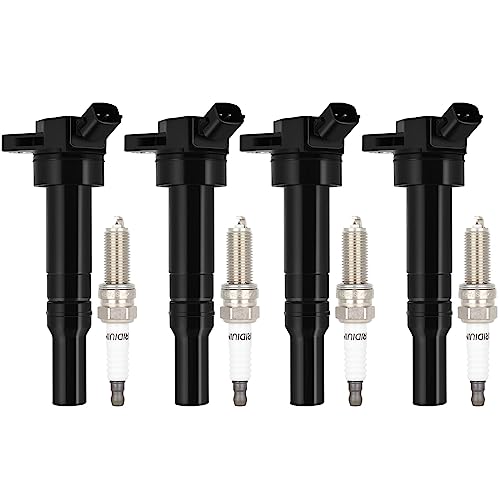 ECCPP UF651 4 ignition coils with 4 iridium Spark Plugs for Hyundai for Kia Elantra Tucson Forte Soul 2011 2012 2013 2014 2015 2016 2017 2018 2019 18L 20L L4 UF651 C1804