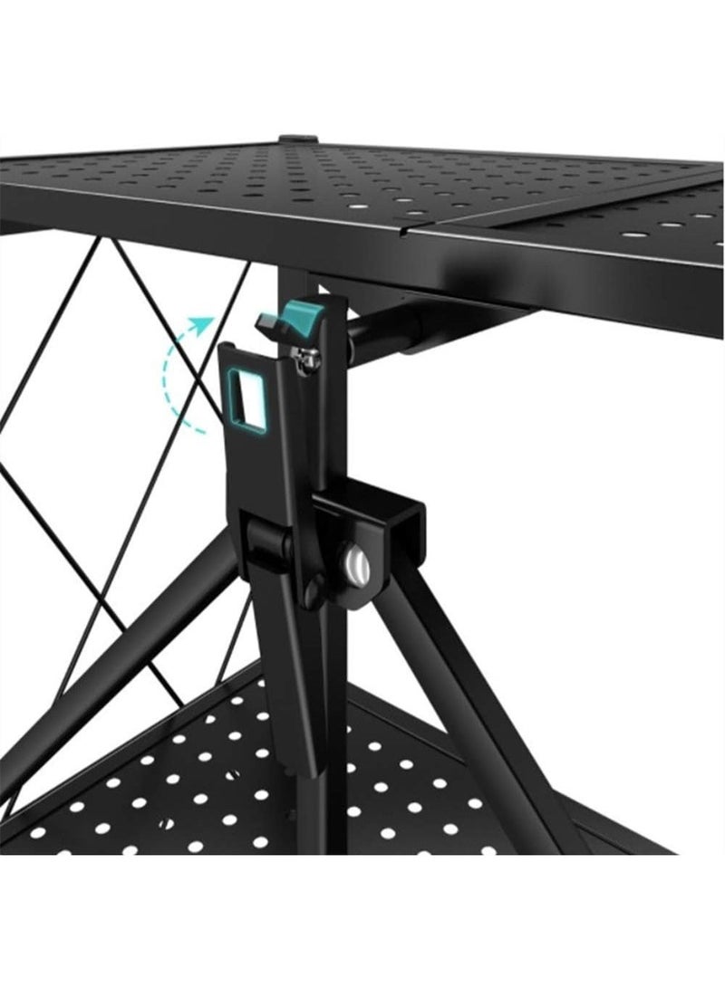 Nadrab Five layer foldable storage rack, heavy-duty storage rack, installation free, steel storage rack, large capacity, black hollow rack - Image 4