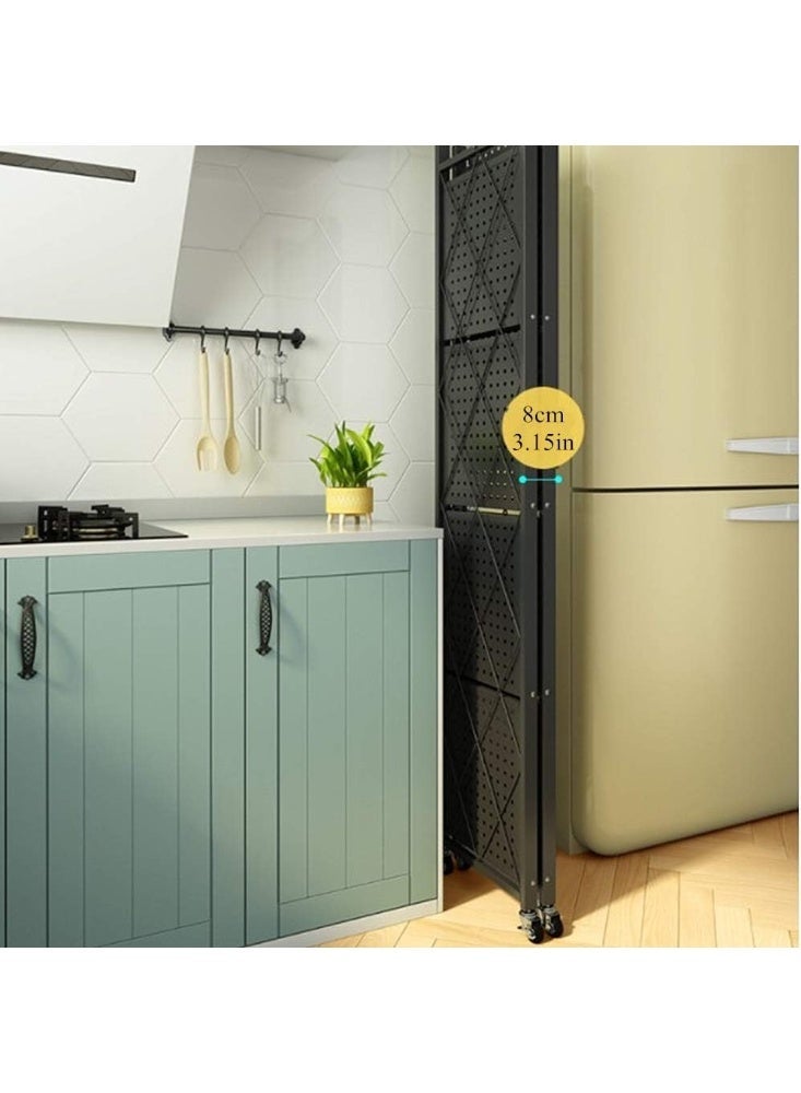 Nadrab Five layer foldable storage rack, heavy-duty storage rack, installation free, steel storage rack, large capacity, black hollow rack - Image 5