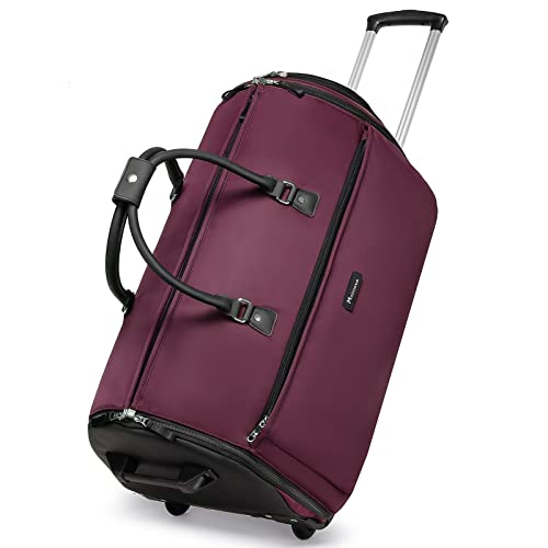 Modoker Rolling Garment Bags, Large Garment Duffle Bag with Wheels, 3 in 1 Garment Suit Luggage Bag for Women Men Business Travel Weekender, Red - Image 1