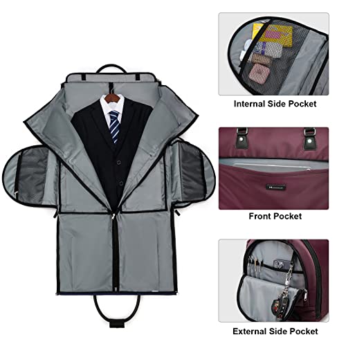 Modoker Rolling Garment Bags, Large Garment Duffle Bag with Wheels, 3 in 1 Garment Suit Luggage Bag for Women Men Business Travel Weekender, Red - Image 4