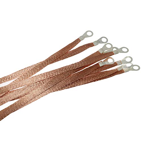 MEETOOT 10pcs 300mm Braided Ground Strap Automotive Engine Copper Ground Strap Wire with Terminals Plugs - Image 2