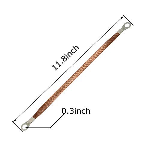MEETOOT 10pcs 300mm Braided Ground Strap Automotive Engine Copper Ground Strap Wire with Terminals Plugs - Image 4