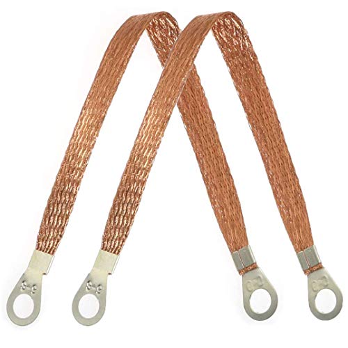 MEETOOT 10pcs 300mm Braided Ground Strap Automotive Engine Copper Ground Strap Wire with Terminals Plugs - Image 3