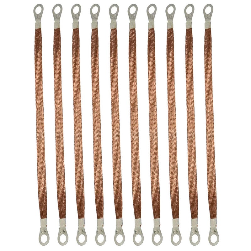 MEETOOT 10pcs 300mm Braided Ground Strap Automotive Engine Copper Ground Strap Wire with Terminals Plugs - Image 5