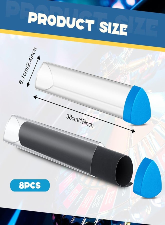 Hsei 8 Pcs Gaming Prism Playmat Tube 15 Inch Play Mat Poster Holder Tube Easy in and Out Playmat Case for Card Storage Toy Card Play Mat, Won't Roll Off Surfaces(Blue, Clear) - Image 2