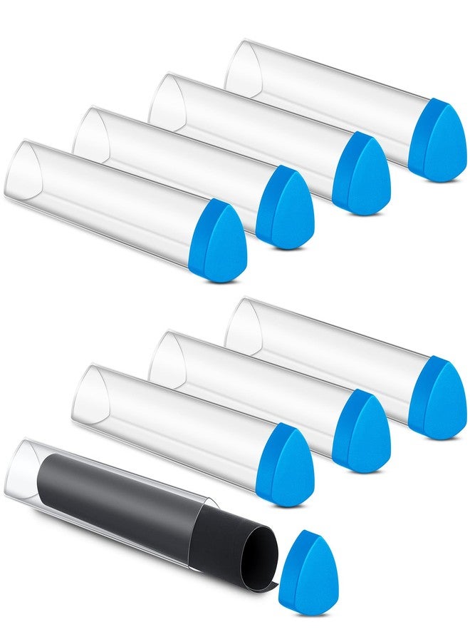 Hsei 8 Pcs Gaming Prism Playmat Tube 15 Inch Play Mat Poster Holder Tube Easy in and Out Playmat Case for Card Storage Toy Card Play Mat, Won't Roll Off Surfaces(Blue, Clear) - Image 1