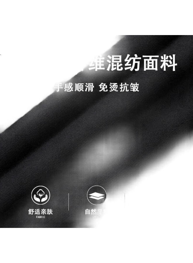 FIRS Men'S Long Sleeve Bamboo Fiber Shirt New Casual Business Formal Wrinkle-Free Shirt Black Size 44 - Image 1