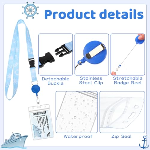 Prudiut Cruise Ship Essentials 2025 Must Haves Set, 2 Pack Lanyards for Cruise Ship Cards with Id Holder and 4 Pack Cruise Luggage Tags Holder with 2 Waterproof Phone Pouch & 2 Cruise Chairs Towel Bands - Image 3