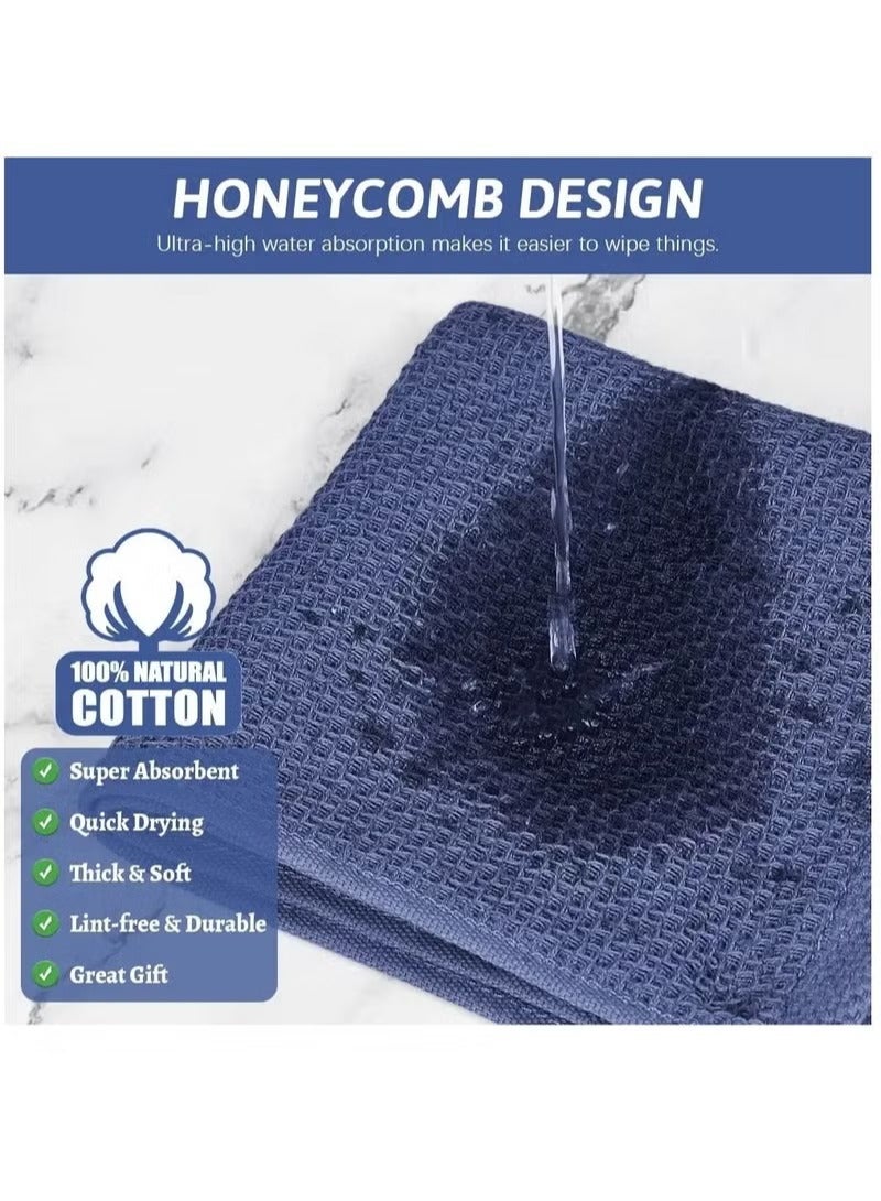 100% Cotton Kitchen Dish Cloths, 6-Pack Ultra Soft Absorbent Quick Drying Dish Towels, Quick Drying Tea Towels Set, 12x12 Inches, Navy Blue - Image 3