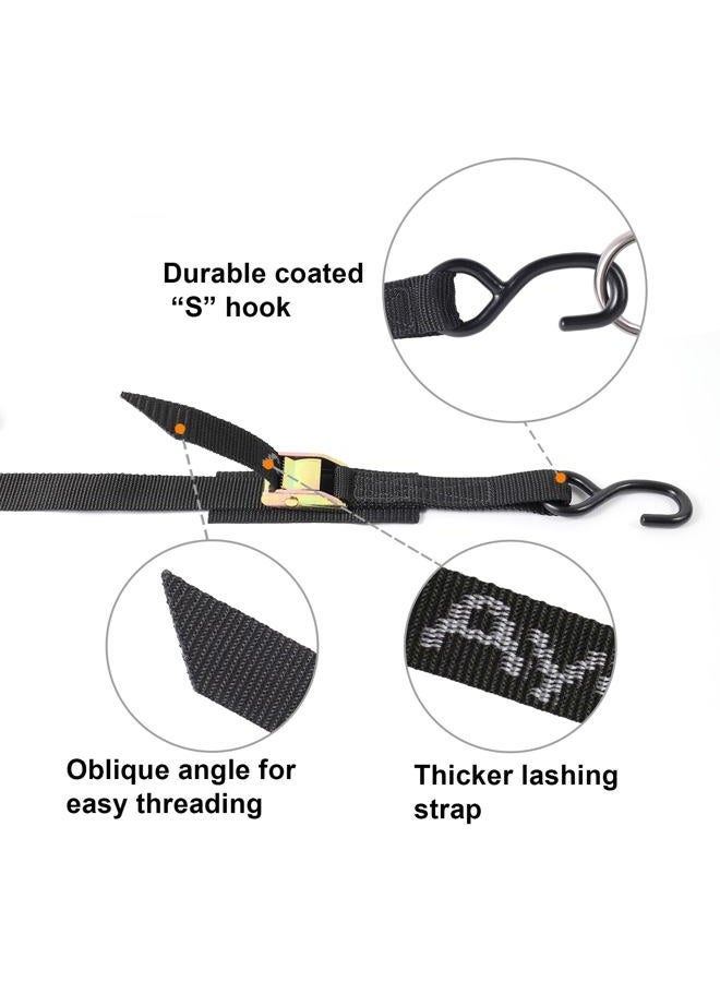 Ayaport Cam Buckle Tie Down Straps 4 x 1000 kg Break Strength Securing Straps with S Hooks for Motorcycle, Kayak, Car, Truck, Boat, Dirt Bike, Pack of 4 (1.8 m x 2.5 cm) - Image 2