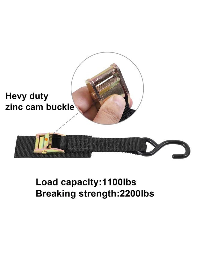 Ayaport Cam Buckle Tie Down Straps 4 x 1000 kg Break Strength Securing Straps with S Hooks for Motorcycle, Kayak, Car, Truck, Boat, Dirt Bike, Pack of 4 (1.8 m x 2.5 cm) - Image 3