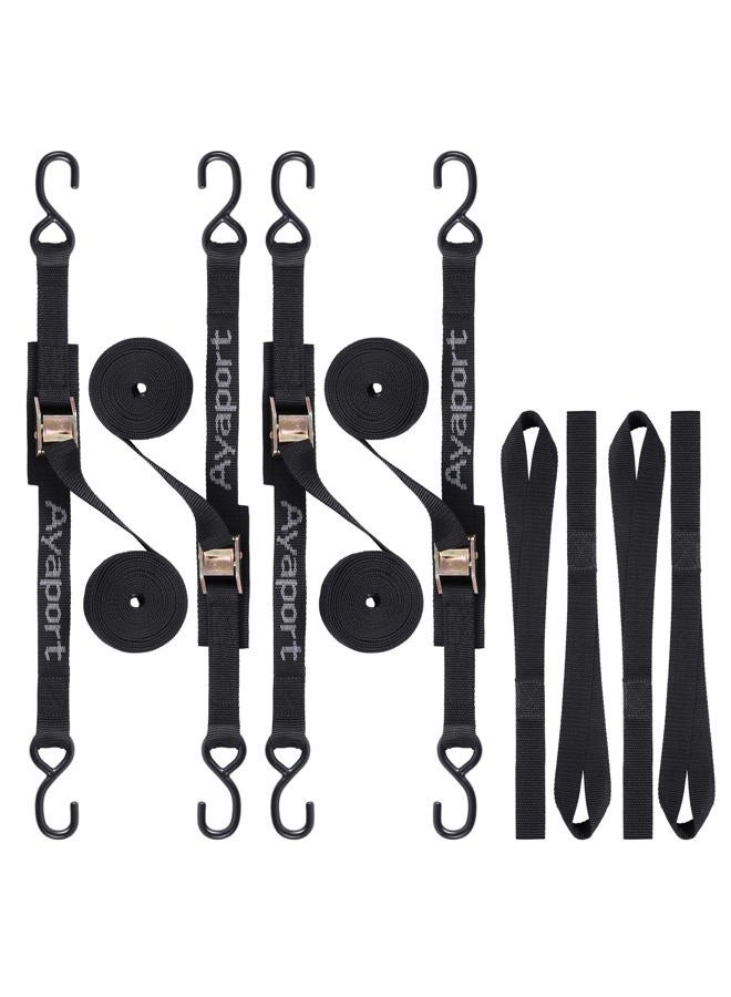 Ayaport Cam Buckle Tie Down Straps 4 x 1000 kg Break Strength Securing Straps with S Hooks for Motorcycle, Kayak, Car, Truck, Boat, Dirt Bike, Pack of 4 (1.8 m x 2.5 cm) - Image 1