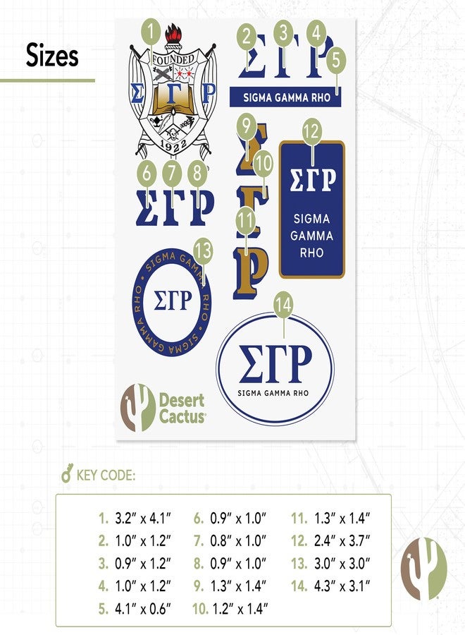 Desert Cactus Sigma Gamma Rho Standard Sticker Sheet Decal Laptop Water Bottle Car (Full Sheet - Standard) - Image 3