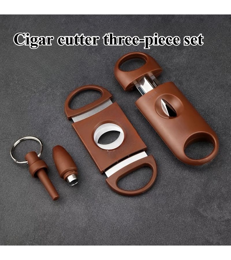 Black Stainless Steel Cigar Cutter Set Portable Cigar Scissors Accessory Tools - Image 2