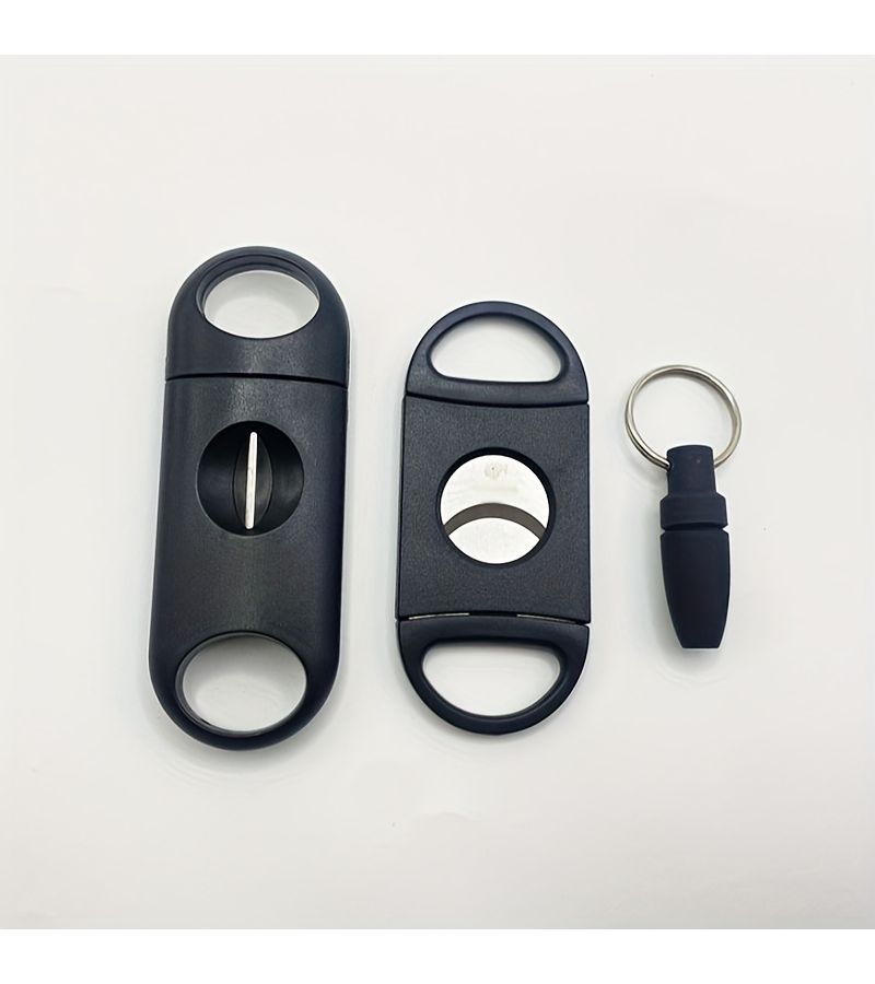 Black Stainless Steel Cigar Cutter Set Portable Cigar Scissors Accessory Tools - Image 1
