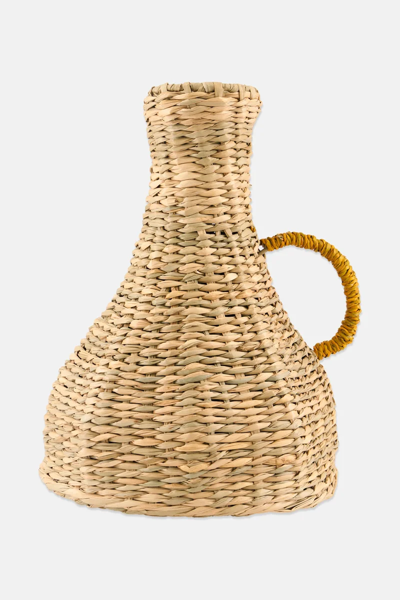 موي موتشو فازة ألياف طبيعية 18 × 15 سم، لون بيج