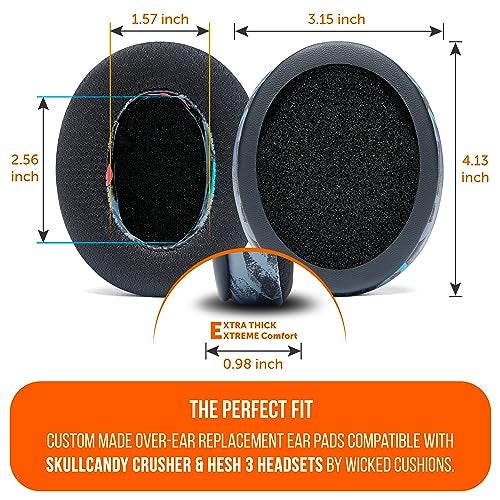 WC Freeze Crusher - Cooling Gel Earpads Compatible with Skullcandy Crusher, by Wicked Cushions - Fits Skullcandy Crusher & Hesh 3 Headphones, Soft Memory Foam, Cooler for Longer | 90's Black - Image 5