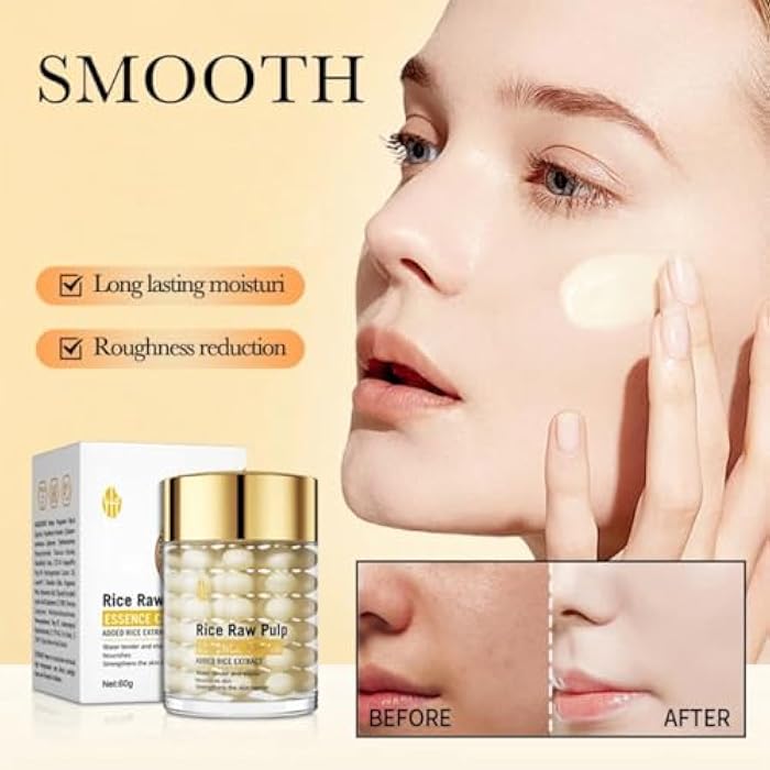 VENZEN Rice Raw Pulp Essence Face Cream Moisturizing Smoothes Deep Hydration Water Tender Elastic Nourishes Skin Strengthens Facial Skin Barrier 60g / 2.11oz - Image 3