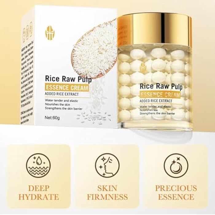VENZEN Rice Raw Pulp Essence Face Cream Moisturizing Smoothes Deep Hydration Water Tender Elastic Nourishes Skin Strengthens Facial Skin Barrier 60g / 2.11oz - Image 4