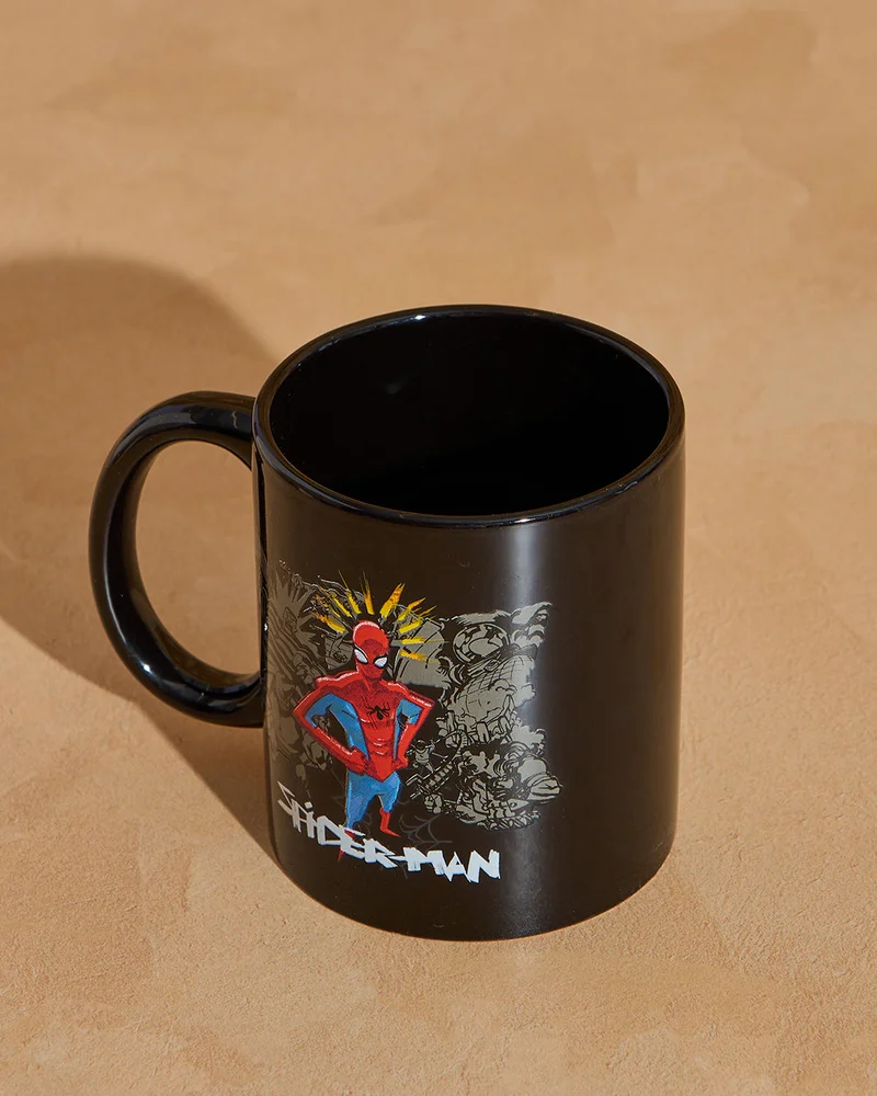 REDTAG Black Spiderman Printed Mug (11Oz)