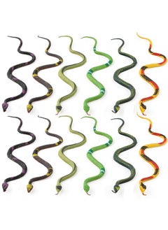 HAPTIME Fake Snakes 12 Inches Rubber Snake Realistic Toy Snake 12 Pcs Plastic Snakes 6 Great As Garden Props To Scare Birds Squirrels Mice Pranks And Halloween Decoration  - Image 1