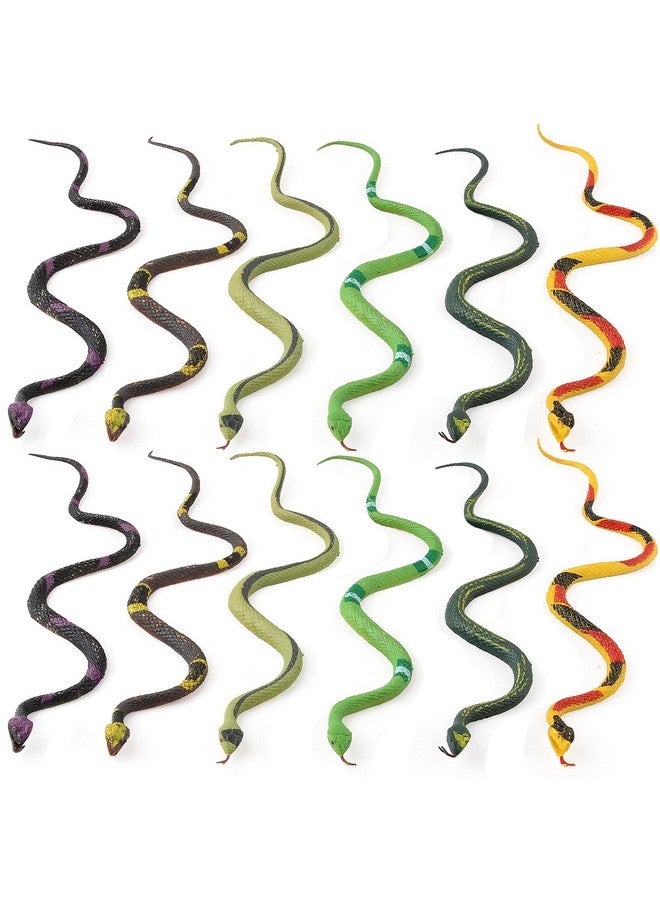HAPTIME Fake Snakes 12 Inches Rubber Snake Realistic Toy Snake 12 Pcs Plastic Snakes 6 Great As Garden Props To Scare Birds Squirrels Mice Pranks And Halloween Decoration  - Image 1
