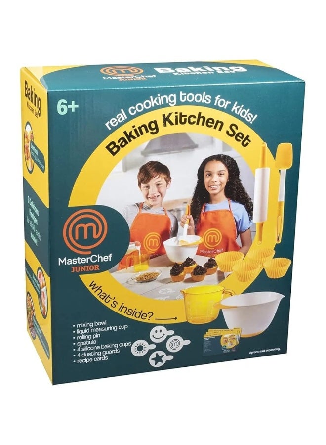 MasterChef Junior Baking Kitchen Set for Kids - 7 Pc. Kit Includes Real Cooking Tools for Kids, Mixing Bowl, Rolling Pin, Cups, Recipes, Birthday Summer Gift Party- Ages 6+, Make Homemade Treats - Image 1