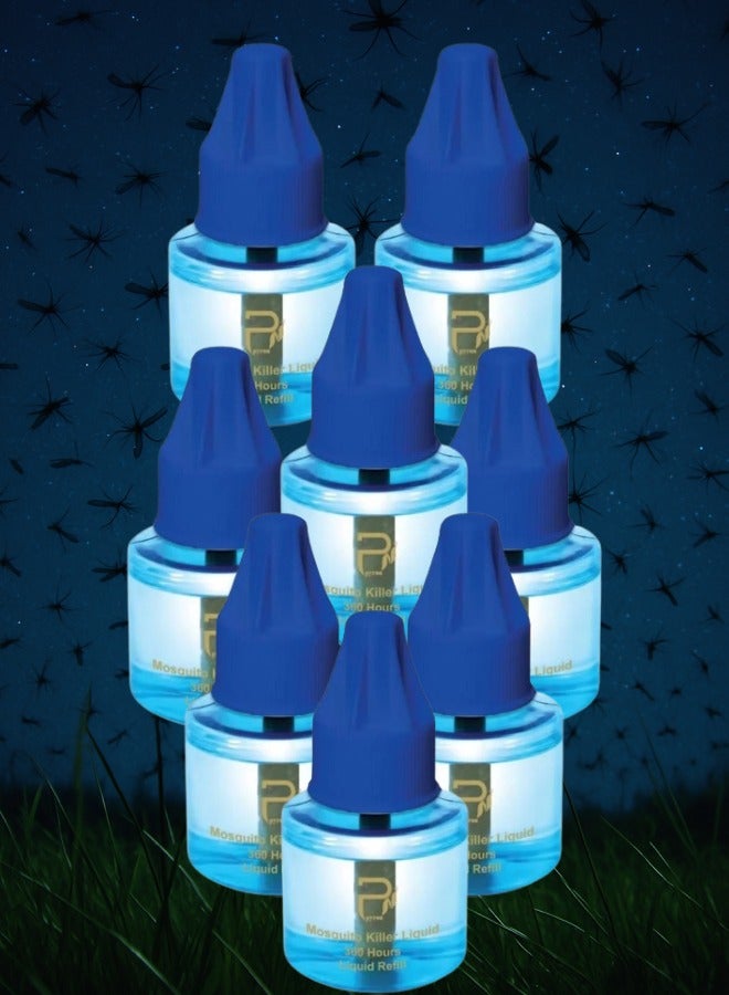 بيرون 8 قطع عبوة غيار سائل بيرون لجهاز قاتل الناموس 1080 ساعة ذو ريحة عطرية جميلة 45مل - Image 1